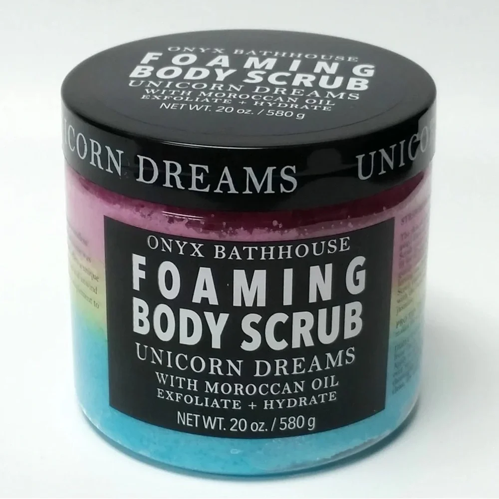 Onyx Bathhouse Unicorn Dreams Foaming Exfoliating Body Scrub Strawberry Kiwi